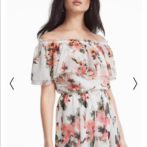 WHBM White & Pink Floral Maxi Dress